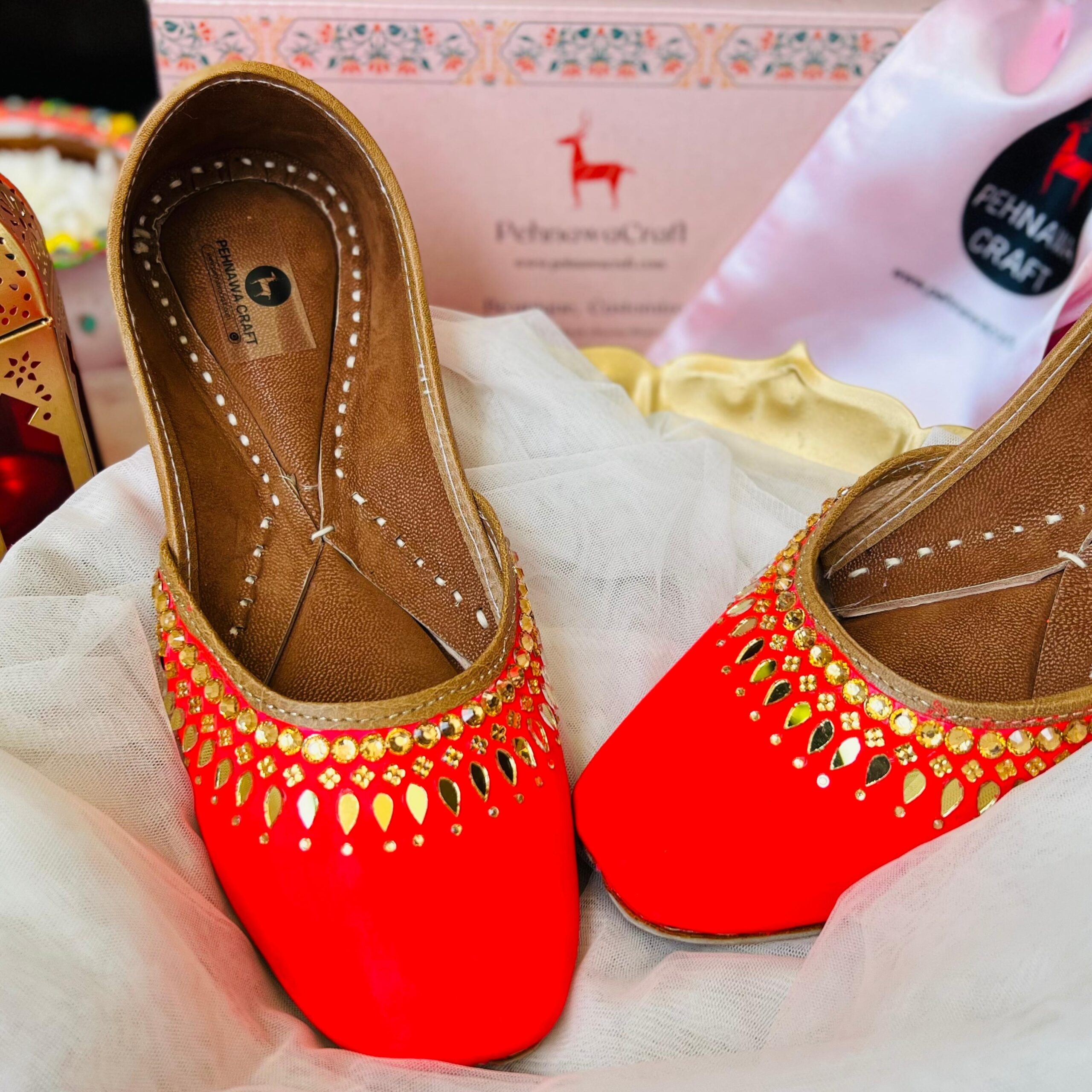 Fhuljhadi Jutti for women | Red colour mojari
