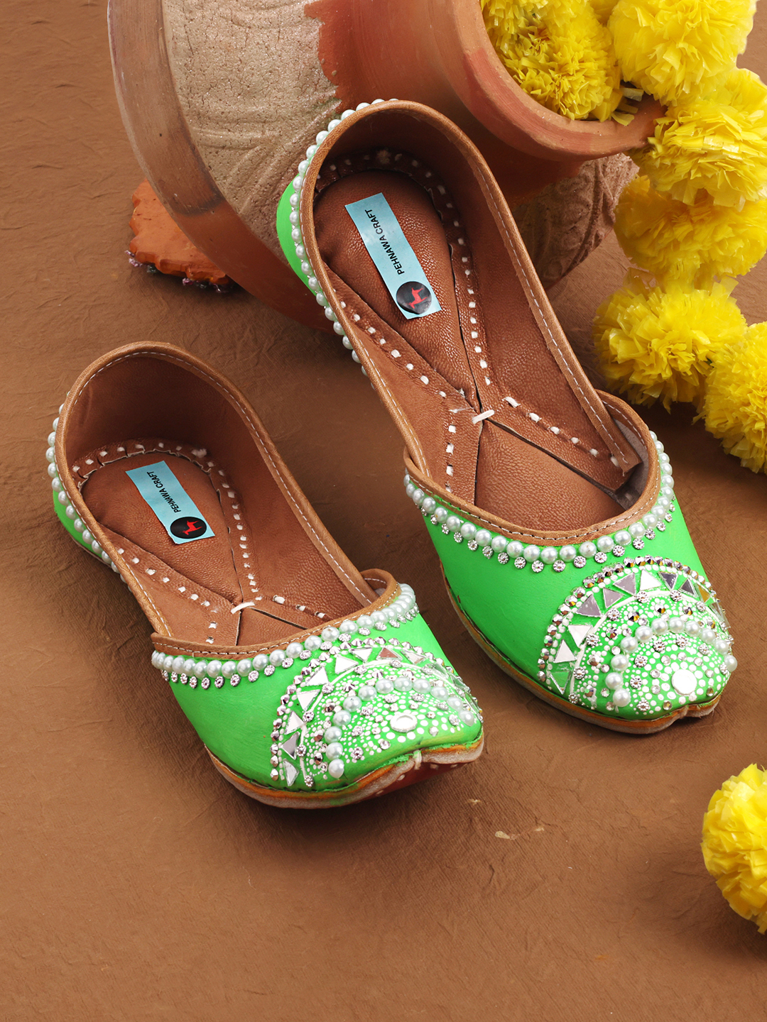 Ada green Jutti | Green mojari for women | Bridal festive jutti