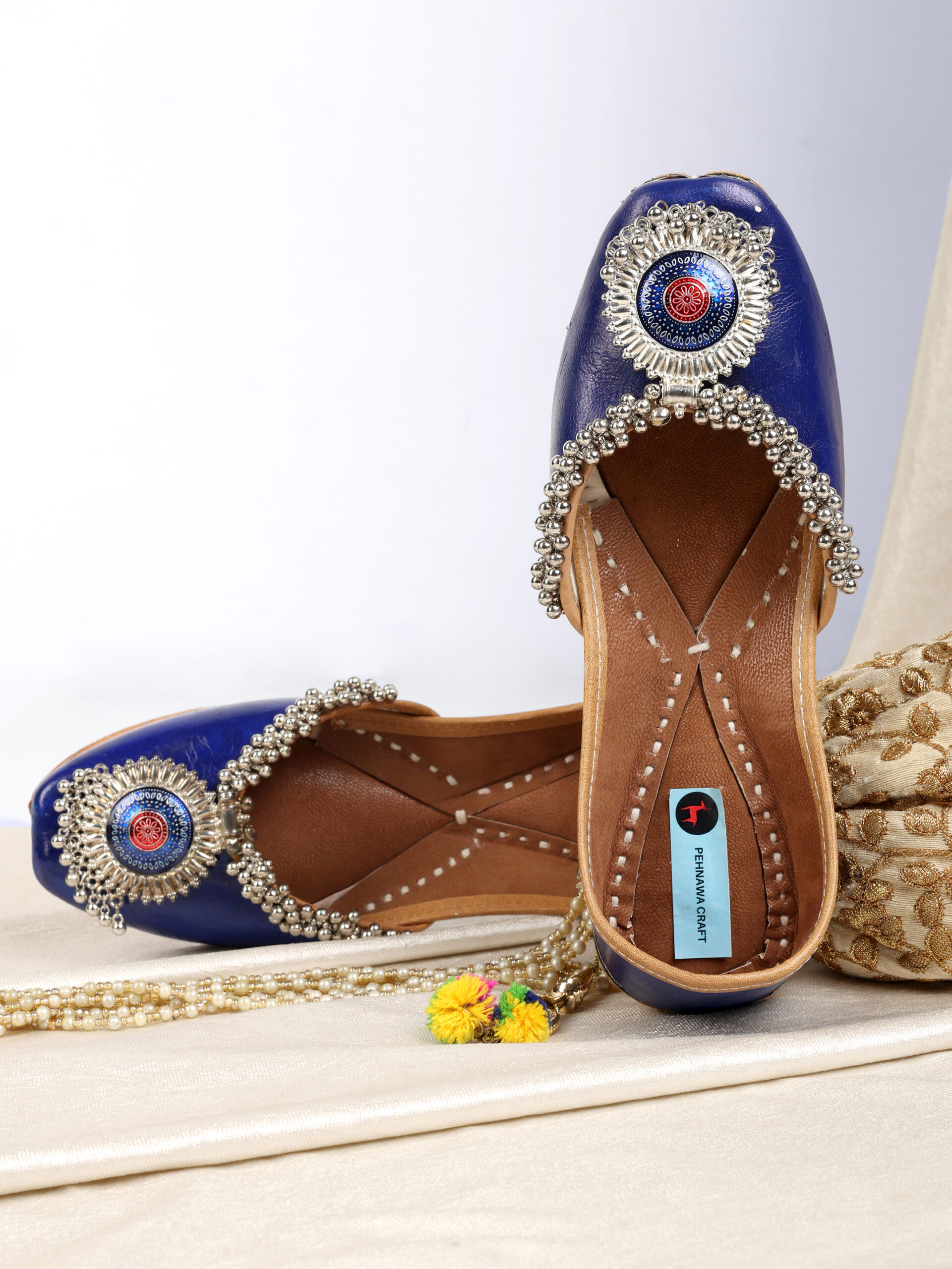 PehnawaCraft Meenakari Blue Jutti | Blue Mojari | juti | Emblished