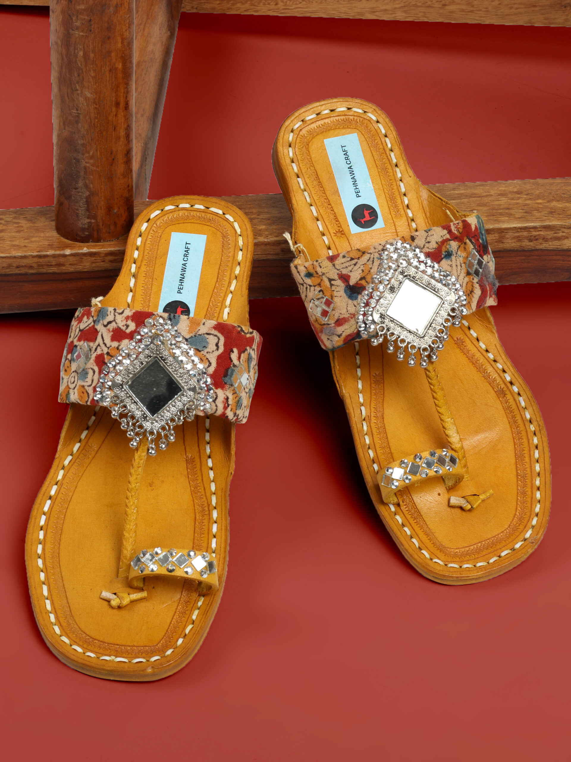 PehnawaCraft Kalamkari kolhapuri | kalamkari flat | kalamkari sandals