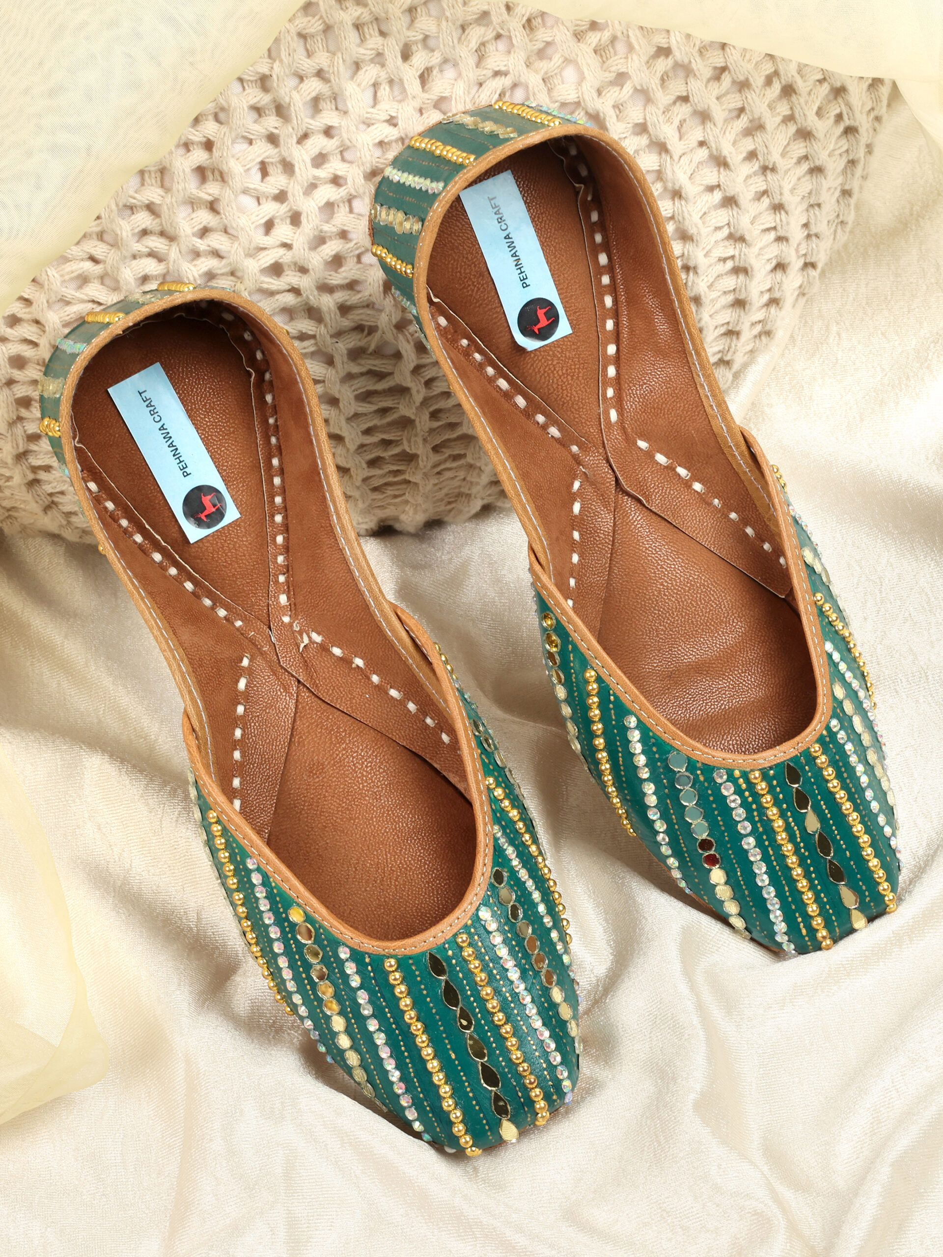 PehnawaCraft Green tarang jutti | green mojari
