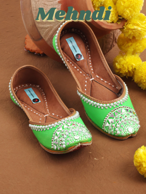 Mehndi Collection : Green Adaa Jutti for Women | Punjabi Jutti