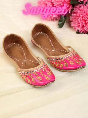 Sangeet Collection : Pink Floral Jutti for Women | Punjabi Jutti
