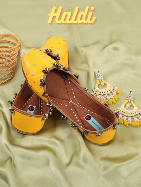 Haldi Collection : Yellow Ghungroo Jutti for Women | Punjabi Jutti