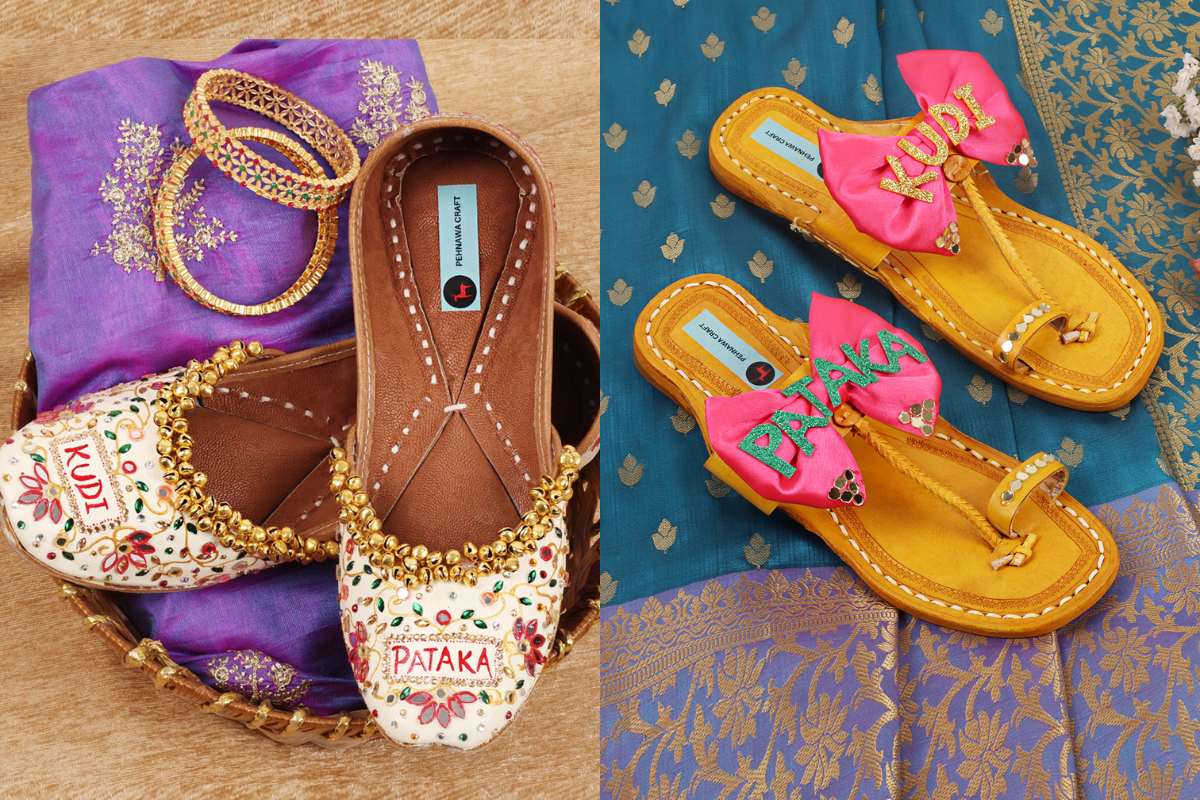 Kudi Pataka Beige Jutti & Kudi Pataka Pink Bow Kolhapuri Combo | One Punjabi Jutti + One Kolhapuri | Traditional Combo