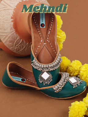 Mehndi Collection : Green Oxidised Jutti for Women | Punjabi Jutti
