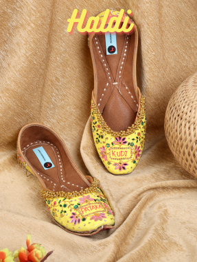 Haldi Collection : Yellow Kudi Pataka Jutti for Women | Punjabi Jutti