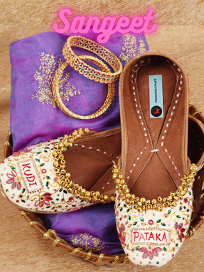 Sangeet Collection : Kudi Pataka Beige Jutti for Women | Punjabi Jutti